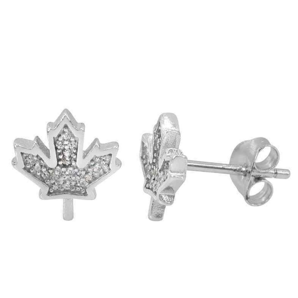 Sterling Silver Maple Leaf Studs